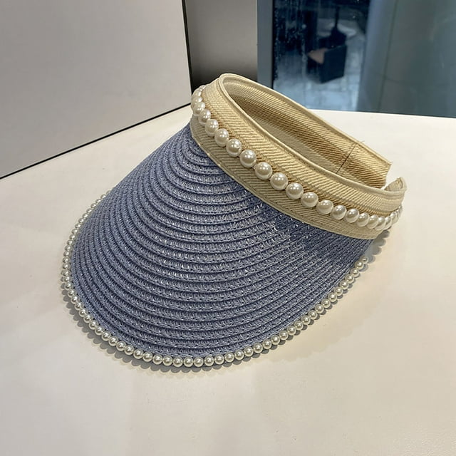 Women's Visor Beach Hat Packable Hat Summer Sun Hat With Decoration Pearl