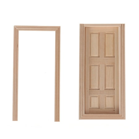 

1:12 mini house Miniature DIY 6-Panel Interior Wooden Door