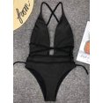 thumbnail image 3 of Trajes de baño de una pieza de vendaje multidireccional de cintura alta con cuello en V profundo sexy para mujer Trajes de baño Zhivalor LRWJ303-15, 3 of 5