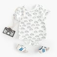 thumbnail image 2 of Bodysuits for Boys and Girls Short Sleeve Lines Prints Crew Neck Summer Comfortable Casual Kids Jumpsuits Children Clothes for 6-12 M, 2 of 7