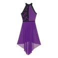 thumbnail image 6 of ZDHoor Sleeveless Lyrical Dance Costume for Women Floral Lace Sheer Flowy Dance Dress Dancewear Purple&Black XXL, 6 of 7