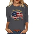 thumbnail image 2 of Bainana 250Th Anniversary Usa Shirt For Women Cartoon Print 3/4 Sleeve Crew Neck Tops Comfortable Soft Ladies Festival Party Wear T Shirt Grey Size Xxxl, 2 of 4