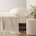 thumbnail image 4 of U by Bedsure 100% Rayon Derived from Bamboo King Sheet Set, 4 Piece Cooling 16" Deep Pocket Soft Bed Sheets, Beige, 4 of 10