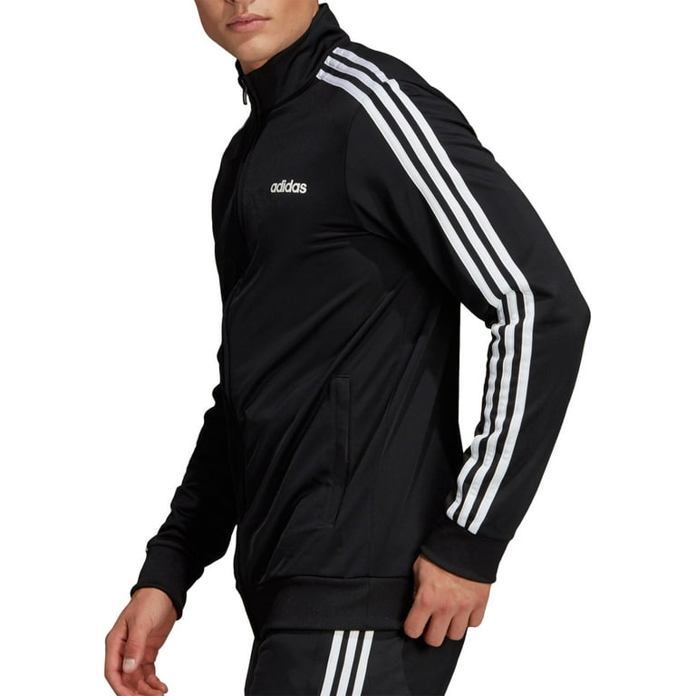 adidas Men's Essentials 3-Stripes Tricot Track Jacket, Black/White