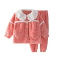 thumbnail image 4 of Godderr 2pcs Girls Fleece Pajamas Set for Toddler Baby,Kids Lapel Collar Thickening Fall Winter Sleepwear Toddler 2pcs Fleece Loungewear Outfits, 4 of 7