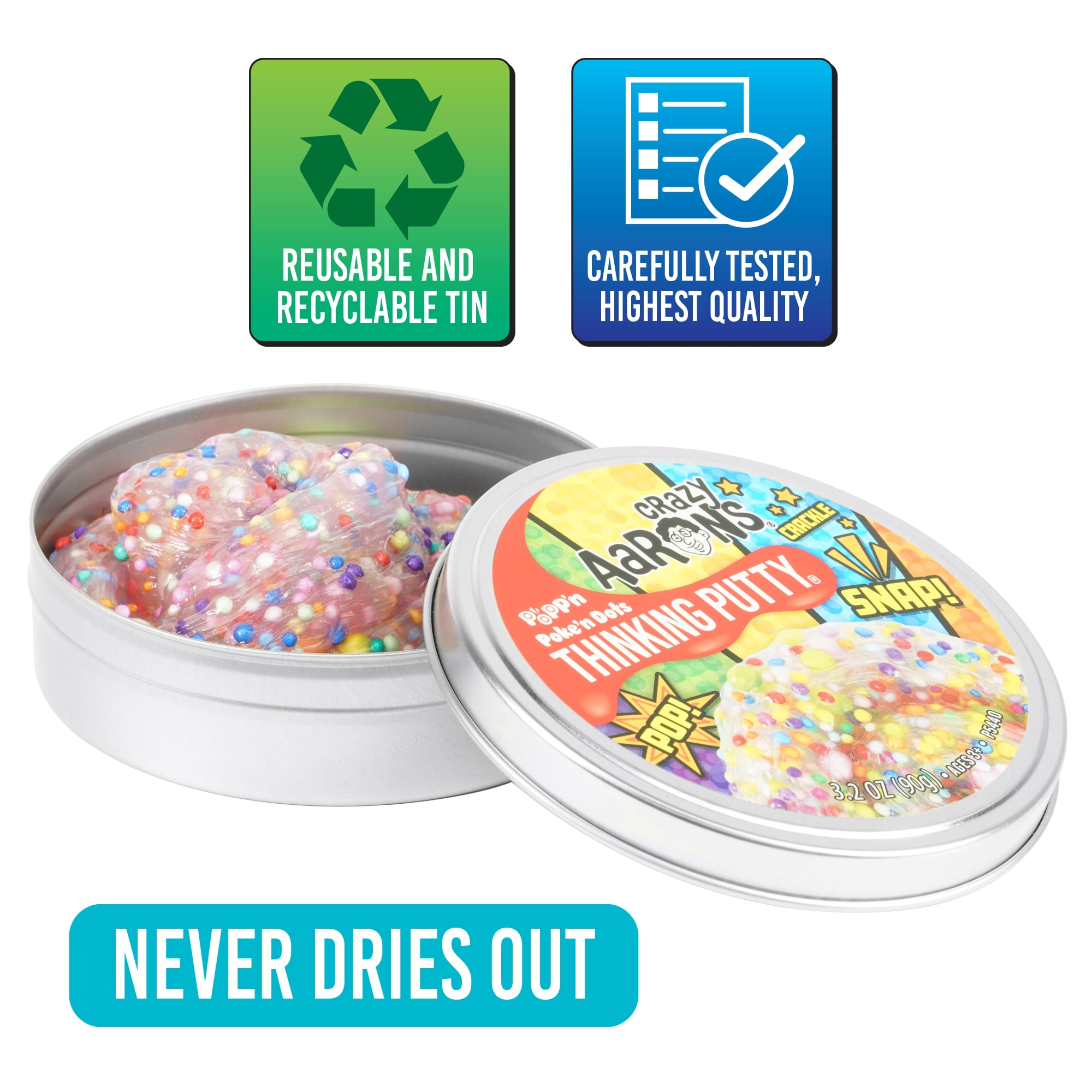 Crazy Aaron’s Poke'n Dots Thinking Putty, White, Ages 3 and Up
