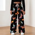 thumbnail image 6 of felwors Women's Floral Print Wide Leg Sweatpants – Soft Lounge Joggers with Drawstring Waist & Pockets, Casual Comfort Fit for Home, Travel & Everyday Wear（Grey， XXL）, 6 of 8