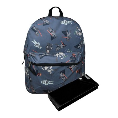 Darth Vader Backpack 16" Star Wars Dark Side w/ Sliding Pencil Case Set