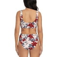 thumbnail image 3 of Kdxio Lilies Flowers Print Women's 2 Piece High Waisted Wrap Spaghetti Strap Summer Swimsuit Bikini Set-, 3 of 7