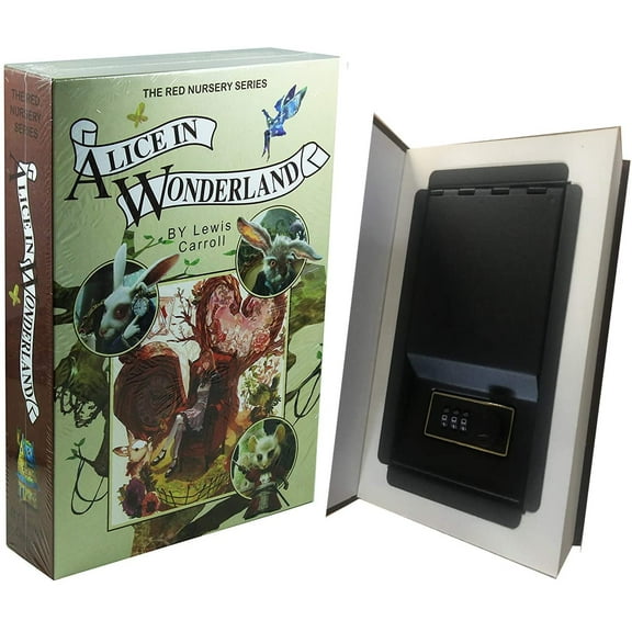 Real Paper Book Locking Booksafe with Combination Combo Dictionary Secret Hidden Safe (Combo/Alice in Wonderland)