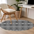 thumbnail image 5 of Southwest Striped Round Living Room Rugs 4 ft, Black Tribe Geometric Abstract Ethnic Striped Washable Area Rug with Non-Slip Sturdy Edge Binding Round Carpet for Entryway Kitchen Bedroom Bathroom, 5 of 9