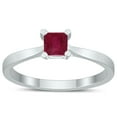 thumbnail image 1 of SZUL Women's Square Princess Cut 4MM Ruby Solitaire Ring in 10K White Gold, 1 of 4
