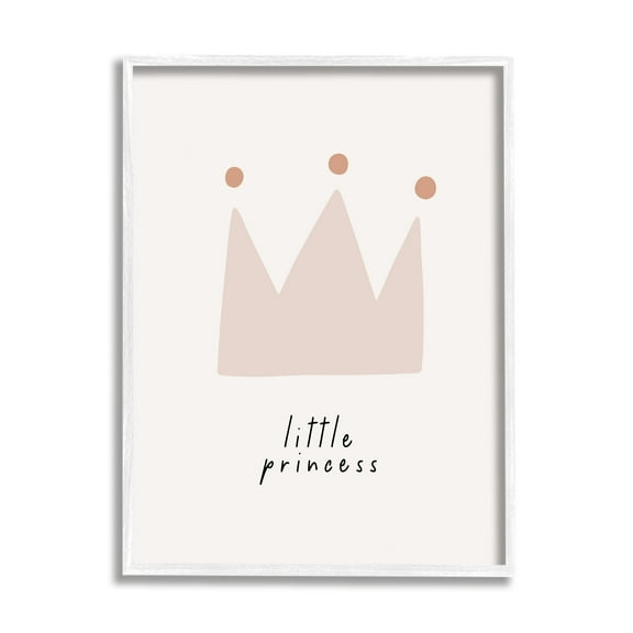 Stupell Industries Little Princess Crown Inspirational Painting White Framed Art Print Wall Art, 16 x 20
