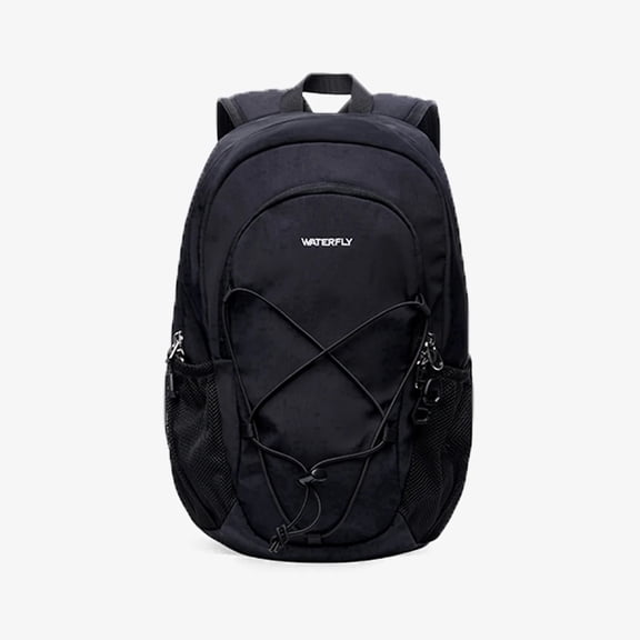 WATERFLY Unisex 12L Small Drawstring Lightweight Travel Hiking Backpack Daypack,Black