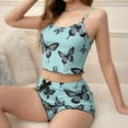 thumbnail image 5 of Women's Soft 2-Piece Sleeveless Camisole and Shorts Pajama Set Butterfly Print Loungewear Green Size L, 5 of 6