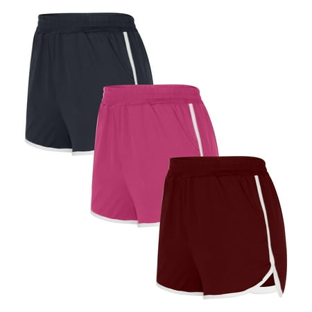 Summer Savings Clearance Abomasnow Women s 3 Pack Athletic Shorts Summer White Edge Beach Shorts Comfortable Elastic Waist Stretch Sweat Shorts