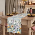 thumbnail image 2 of Table Runners 120 Inches Long Dress Scarves, Floral Eucalyptus Leaves Farmhouse Coffee/Dining/Kitchen Table Runner for Living Room, Daisy Summer Botanical Wooden 13x120 Inch, 2 of 9