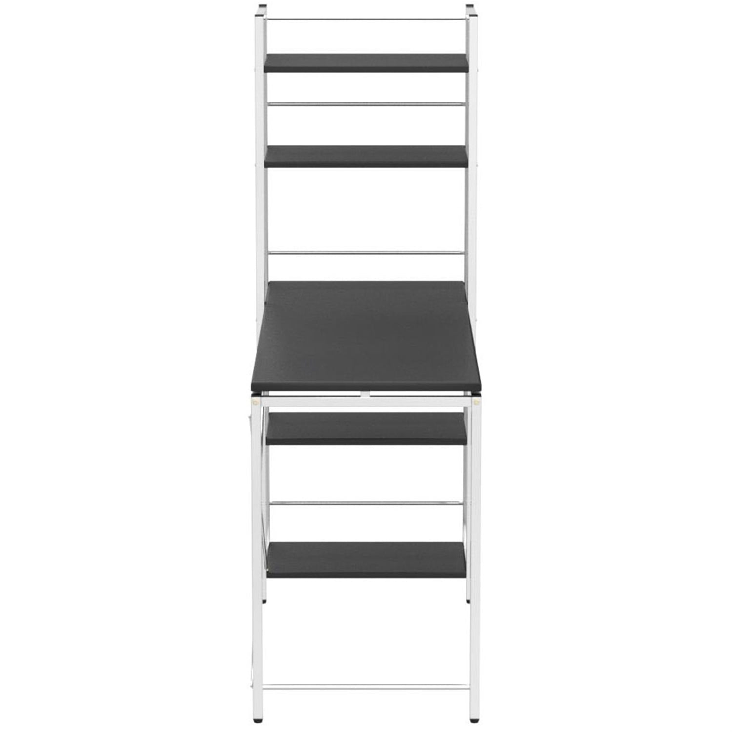 Hommoo Modern Wooden Computer Desk with 5 Shelves, Gaming Desk with Storage, Suitable for Offices and Homes,Black and Chrome