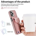 thumbnail image 2 of TECH CIRCLE Case for iPhone 13 Pro, [Built-in 2 Micro-SIM Card Slots] Slim Soft Shockproof Protective Cover with Ring Holder Stand + Card Holder Pocket + Eject Pin Holder - Pink, 2 of 8