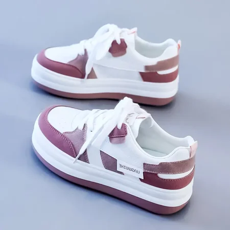 

Women Color-block Thick Soled Lace-up Skate Shoes