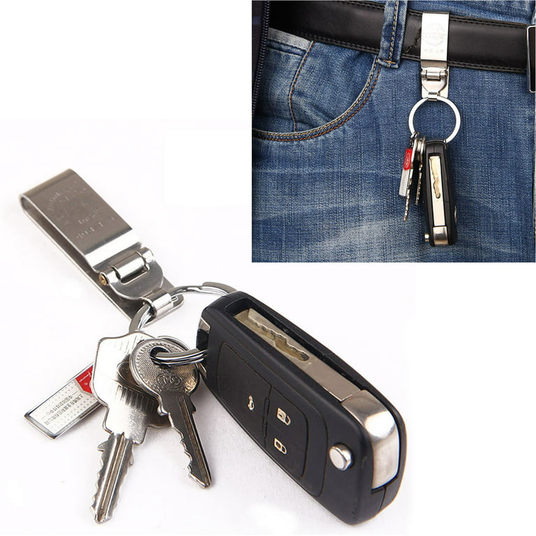 GENEMA Stainless Steel Keyring Security Clip On Heavy Duty Belt Key Clip  Belt Keychain 2 Detachable Keyrings Belt Key Holder