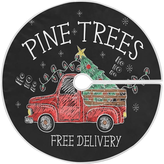 ZHANZZK Christmas Red Car Xmas Christmas Tree Skirt Stand Mat for Holiday Party Decoration Indoor Outdoor 48 inches
