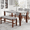 Gray, variant on Harper & Bright Designs Wood Dining Set with Bench for 4, Rectangle Kitchen Table with Marble Veneer Tabletop, 2 Upholstered Chairs for Dining Room, Beige