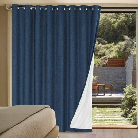 Linen Blackout Curtains Durable Thick Textured Look 100 Patio Door Curtain Anti Rust Grommet Extra Wide Sliding Panel W100 X L84 Inch Navy Canada Linen Blackout Curtains Durable Thick, Sliding Door Winter Cover