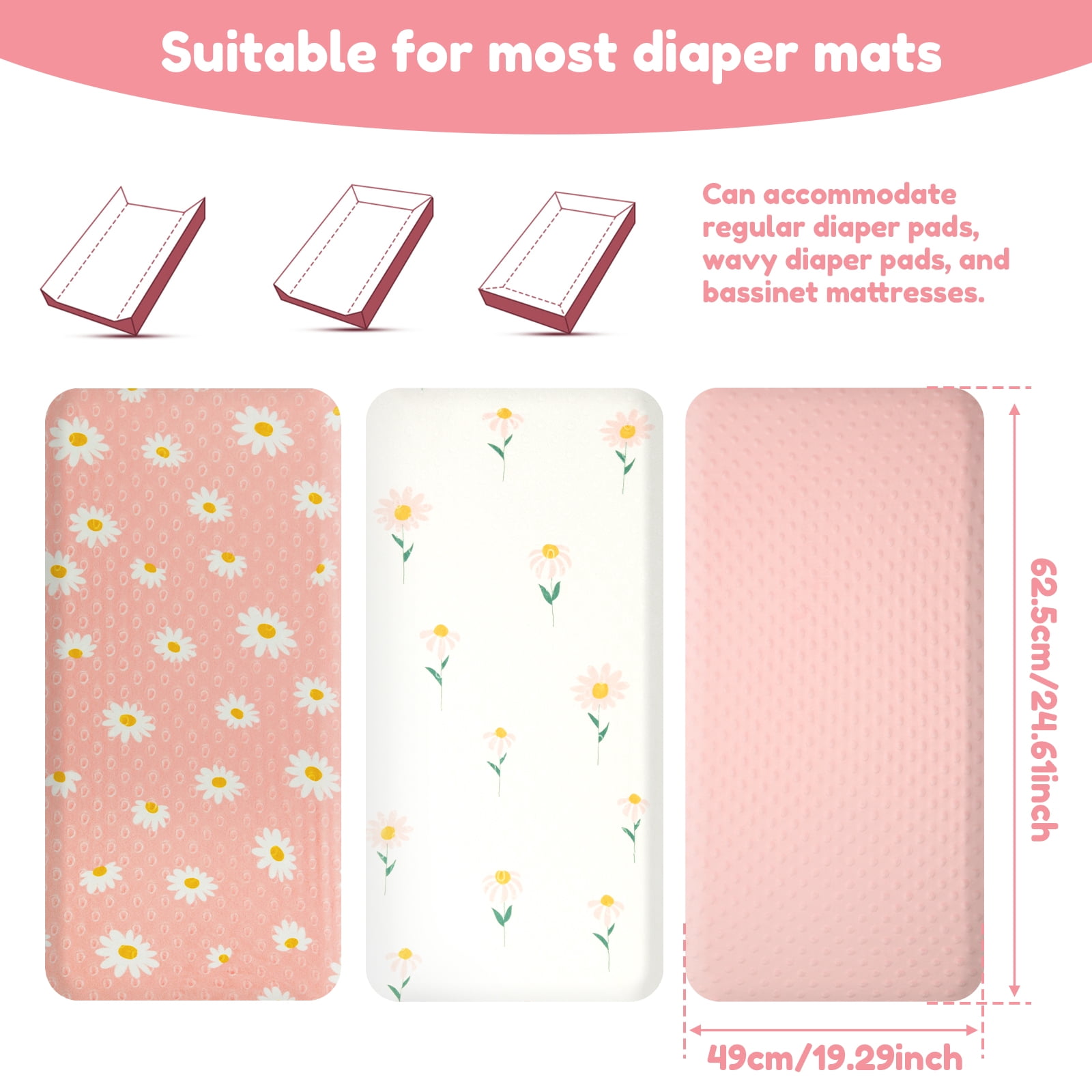 Baby Diaper Pad Cover Comfortable Pretty Changing Table Sheet Set Soft Flexible Baby Changing Pad Cover Kit for Little Girls