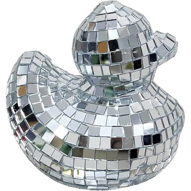 Adornos de pato de discoteca, decoración para fiesta de discoteca con forma de pato, esculturas de pato con bola de espejo reflectante para diseño, accesorios de escenario, bodas, decoración de festiv