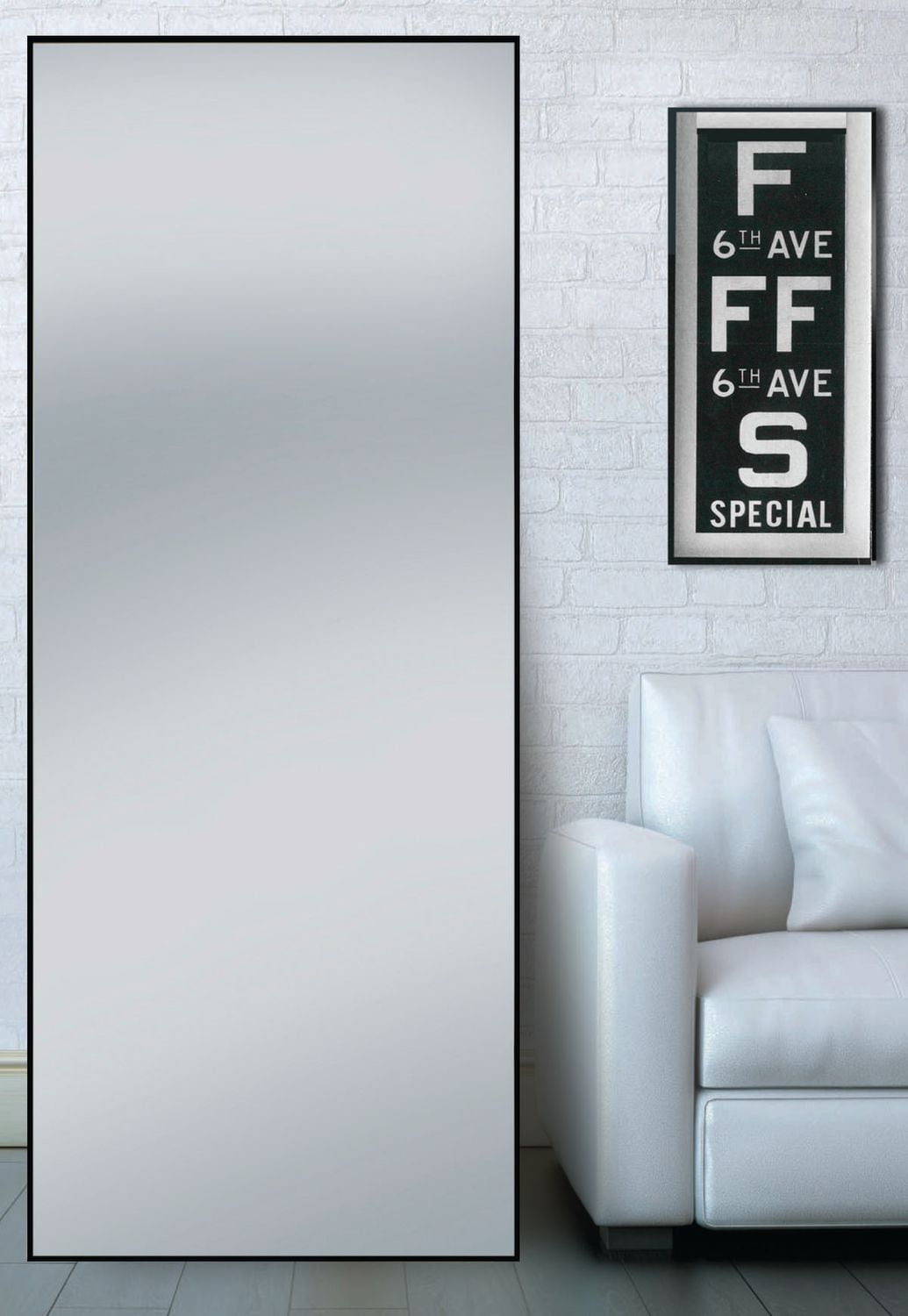 Hometrends Aluminum Leaner Mirror,Full Length Mirror, Leaning or Hanging, Brushed Black, 27in x 70in.