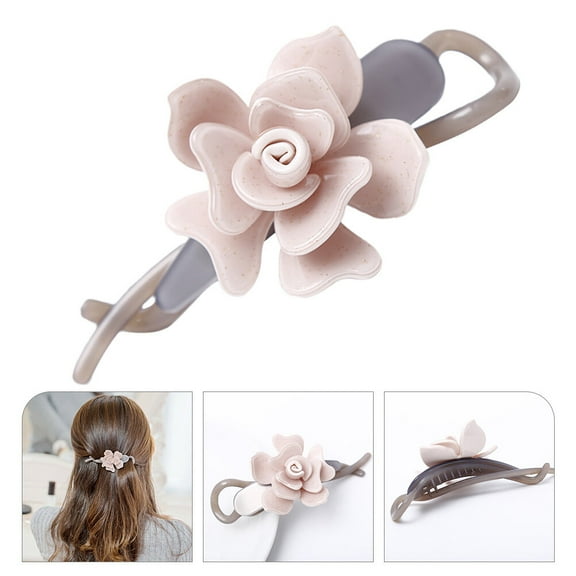 HAKIDZEL Decadent Style Hair Clips 1Pack Flower Hair Pins Nonslip Strong Holding Plastic Pink 12X5.5Cm For Women