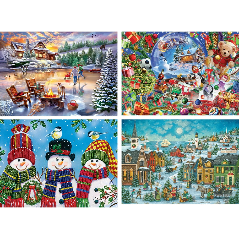 Masterpieces 4 pack Holiday Jigsaw Puzzles, 300 (1), 500 (1), 1000 (2