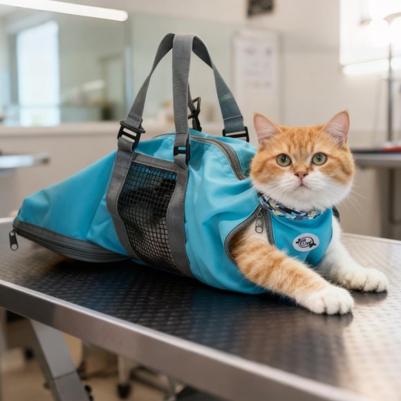 Bolsa de aseo para gatos Cinf azul, talla pequeña, para cortar las uñas