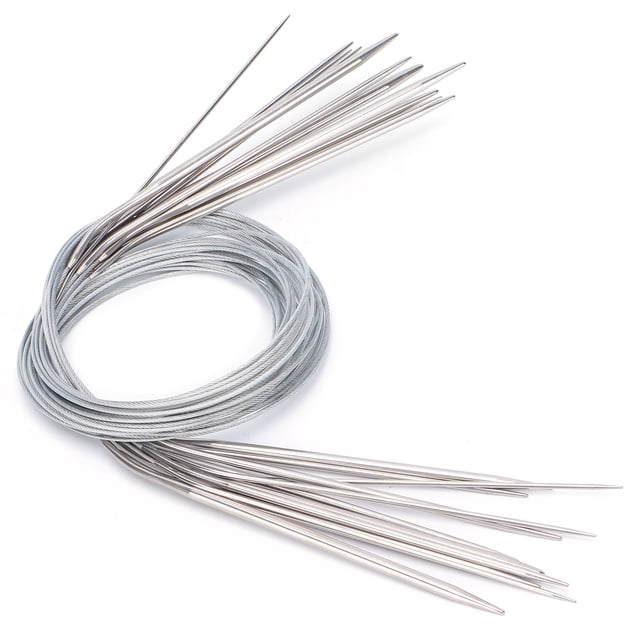 Smooth Stainless Steel Circular Knitting Needles Set, Durable Yarn Sliding Tips with Comfortable Grip for Basic Projects, Convenient Size Selection