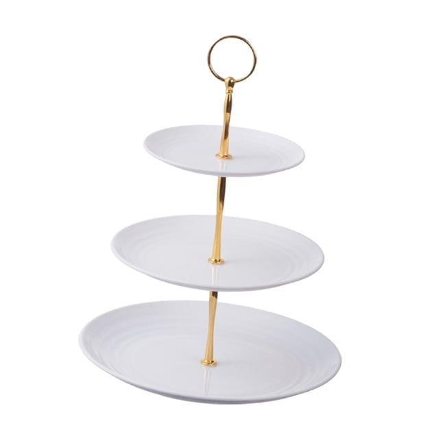 Soporte para repostería, platos para aperitivos de frutas, 3 niveles con asa, decoración de mesa de Buffet, centro de mesa, torre de , soporte pilar perfecl Puesto de pasteles