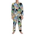thumbnail image 3 of Susaid Different Cats Print Men's Long Sleeve Pajama Set, Two-Piece Button-Down Loungewear PJs Set, Comfortable Sleepwear for Relaxation-X-Large, 3 of 7
