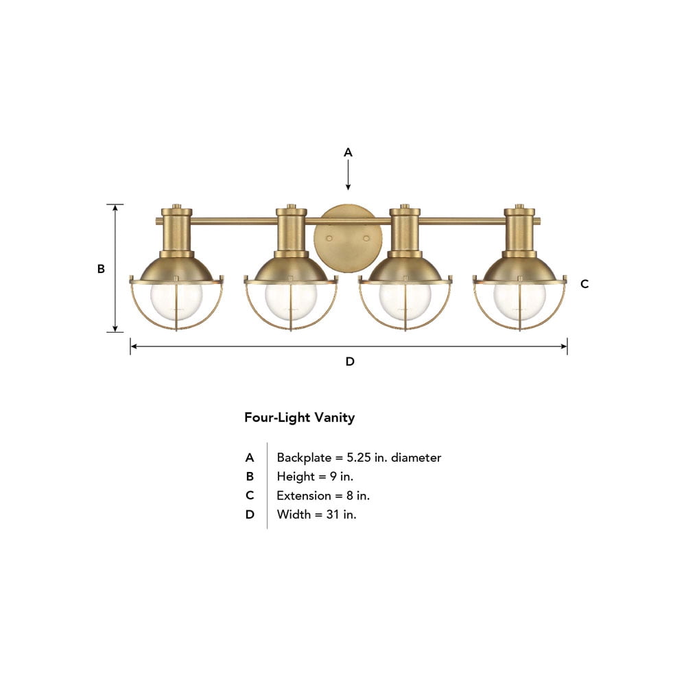 Open Box Designers Fountain Dalton 4 Light Brushed Gold Bathroom Vanity Light Fixture, D243M-4B-BG