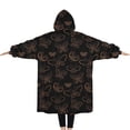 thumbnail image 2 of Oversized Wearable Blanket Hoodie,Black Butterfly Orange Line Pattern Sherpa Blanket Hoodie with Super Pockets,Super Warm Fuzzy Pullover for Women & Men, 2 of 6