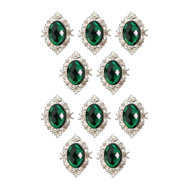 10 piezas de hebilla de taladro de aleación, accesorios decorativos para el cabello, suministros para bodas, bricolaje, aleación verde