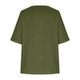thumbnail image 6 of LADIGASU Women's Summer Imitation Cotton And Linen Round Neck Button Short Sleeved Shirt, 6 of 7
