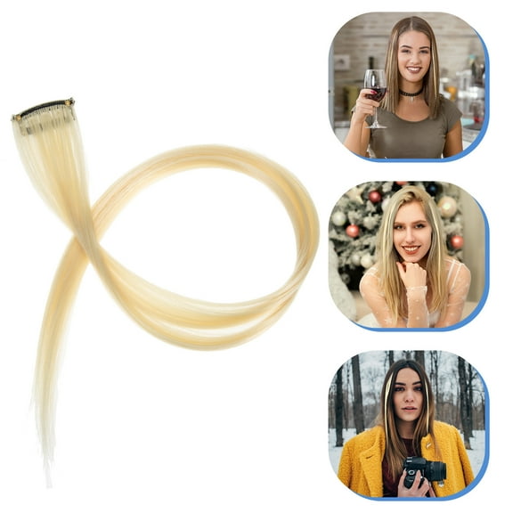 KONTONTY Beige Hair Extensions for Girls Parties 10Pcs 22.4x1.4in