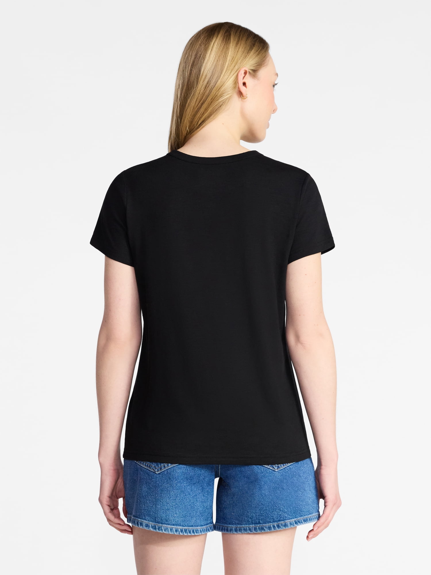 Time and Tru Women's Slub Crewneck Tee with Short Sleeves, Sizes 1X-4X