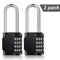 GLUAAE 4 Digit Combination Lock 2.2 Inch Long Shackle and Outdoor Waterproof Resettable Padlock for Gym Locker, Hasp Cabinet, Gate, Fence, Toolbox (Black, Pack of 2)