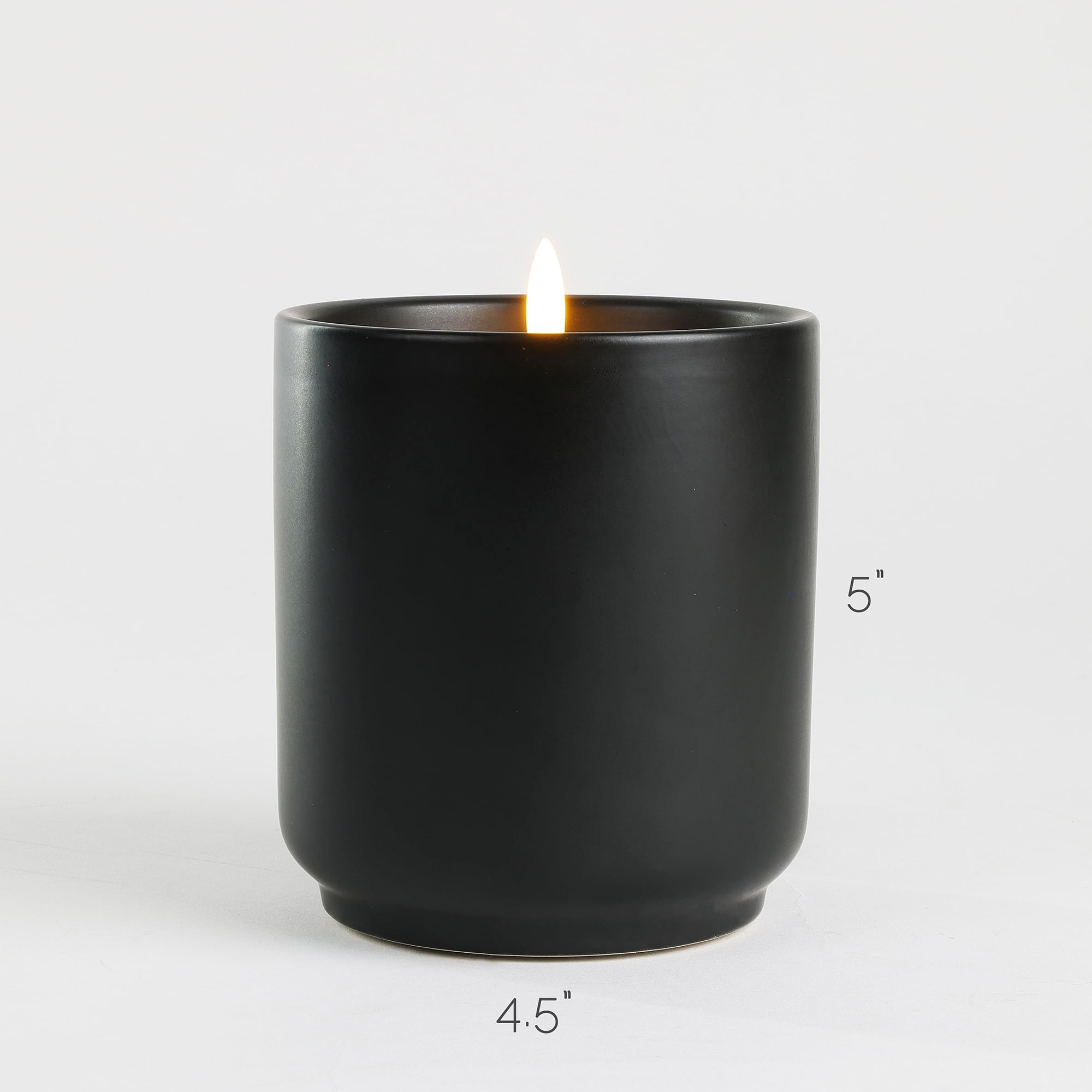LumiPur Stoneware Flameless LED Wax Candle, 360-Degree Glow Trimmer, 4.5” x 5”, Black