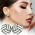 thumbnail image 2 of Valentine's Day Gifts for Woman Sports Baseball Earrings, Football, Volleyball, Basketball, Wooden Earrings, A Pair Of Fashionable Sports Accessories Black,White, 2 of 5