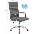 thumbnail image 3 of QRKD Ribbed Office Desk Chair Mid-Back PU Leather Executive Conference Task Chair Adjustable Swivel Chair with Arms (Bicolor Vintage Grey), 3 of 16