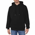 thumbnail image 2 of Trgacdwlo Hoodie Men Solid Color Long Sleeve Mens Pullover Drawstring Fall Winter Men's Hooded Sweatshirt with Pocket Black M, 2 of 5