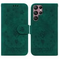 thumbnail image 6 of Allytech Wallet Case for Galaxy S22 Ultra, Luxury PU Leather ID Cash Credit Card Slots Holder Embossed Clover Flower PU Leather Kickstand with Wrist Strap For Samsung S22 Ultra 5G 6.8" 2022, Green, 6 of 6
