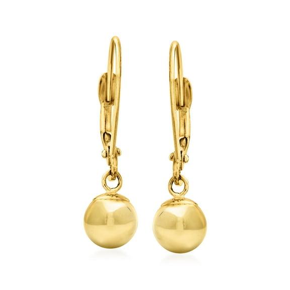 Ross-Simons 6mm 14kt Yellow Gold Shiny Bead Drop Earrings, Women's, Adult